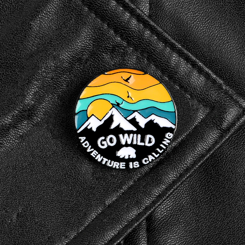 GO WILD круглые броши на булавке значки закат Айсберг полярный медведь