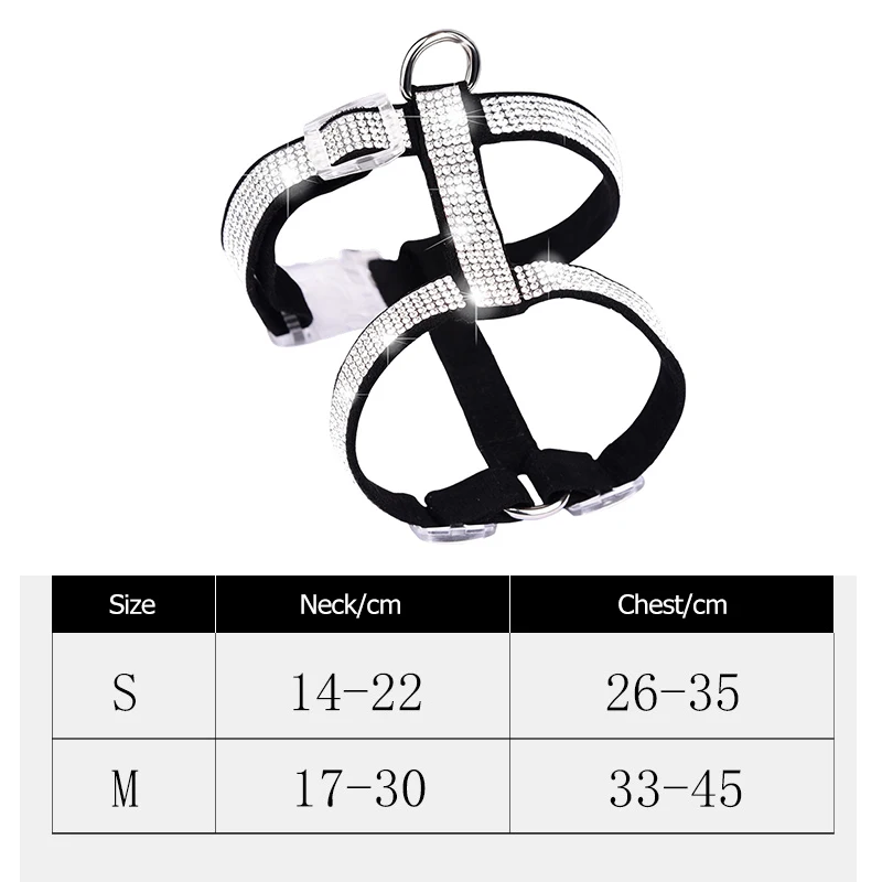 Шлейка для собак I Shape из мягкой замши с блестящими бриллиантами регулируемый