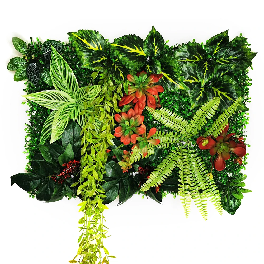 لوحة عشب الروطان الاصطناعية ، نبات صناعي ، محاكاة العشب ، شبكة شبكية شبه استوائية خضراء ، زخرفة الجدران