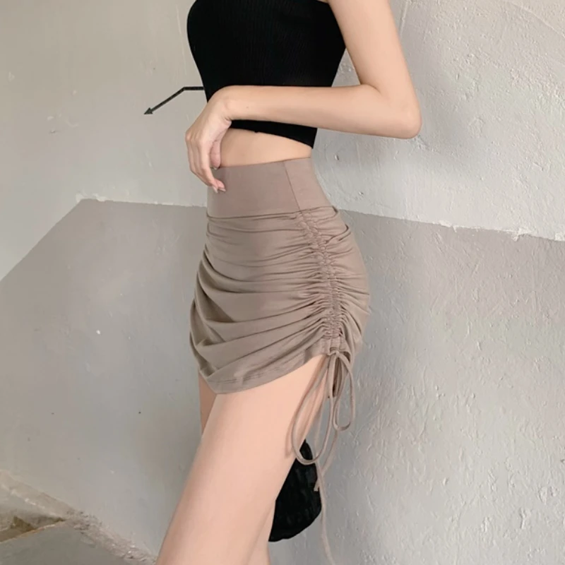 Мини-юбка женская летняя пикантная однотонная модная Новая Винтажная юбка