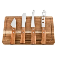 5 in1cheese knife set baked cheese small cutter kitchen pizza acacia butter with wooden handle