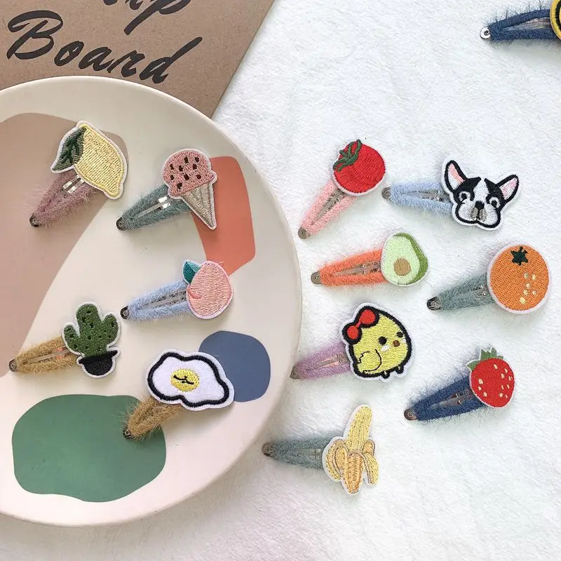 Милые детские заколки для волос заколка-фрукт с вышитыми животными весна-осень