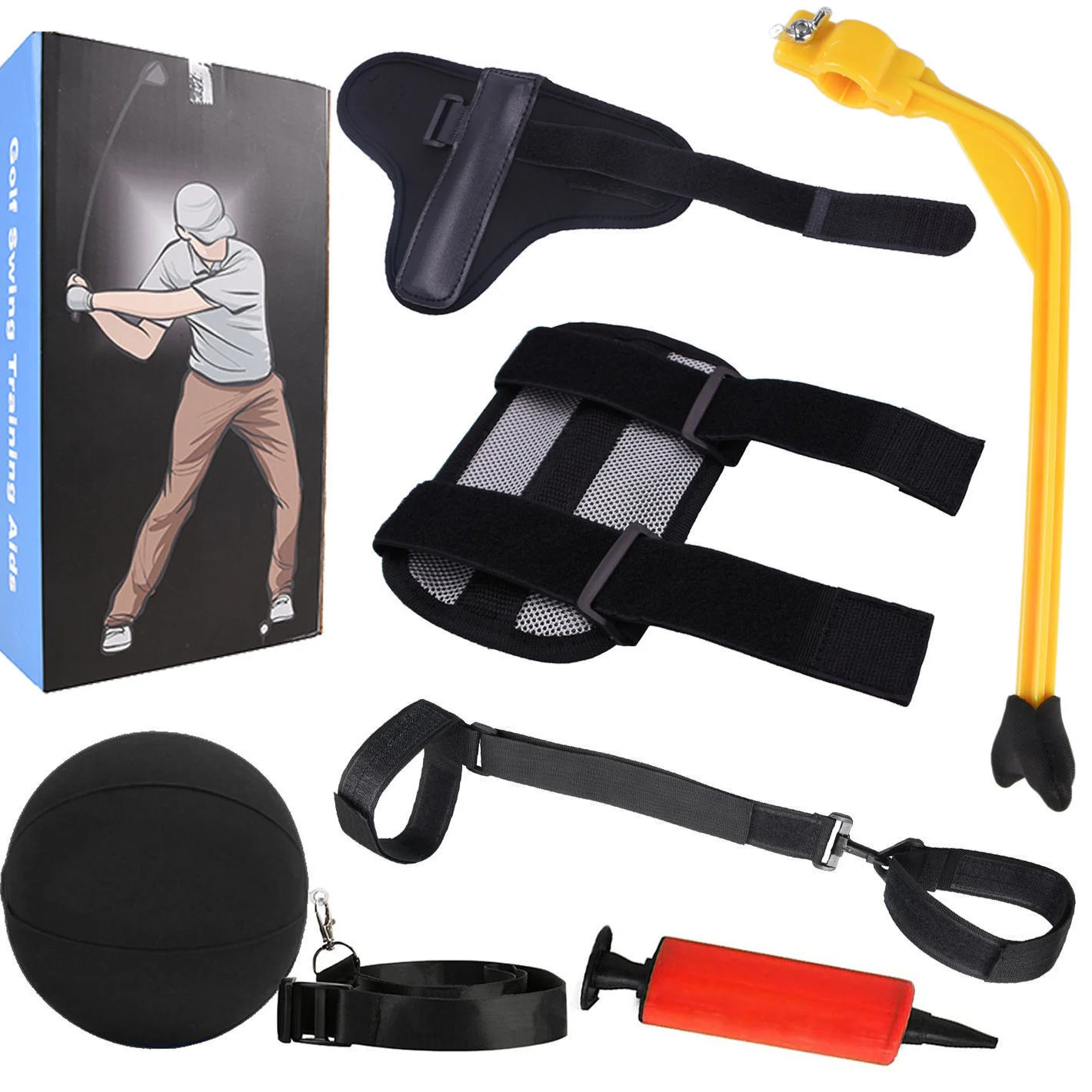 

5 Pc/Set High Quality Golf Swing Training Aids Club Arm Band Trainer Impact Ball Inflator Posture Correction Beginner Practice