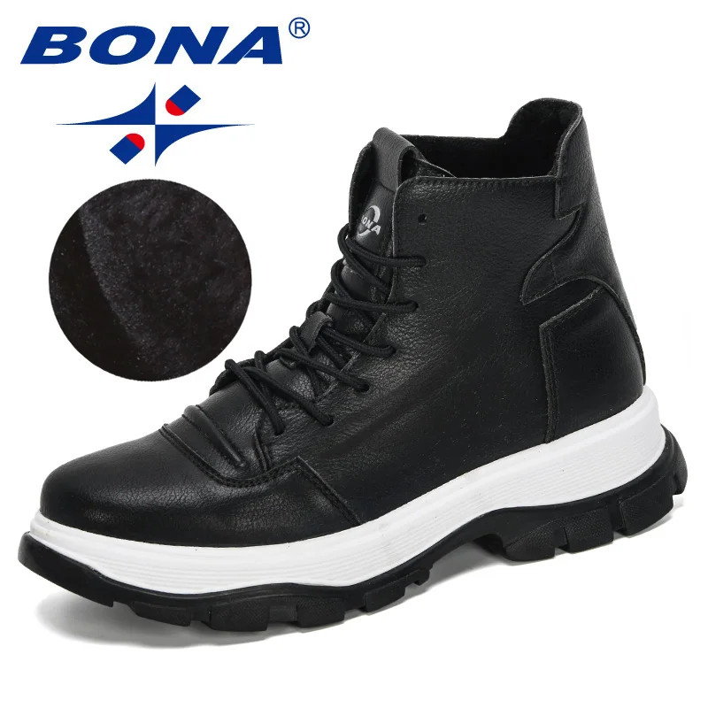 Black BONA/Новинка года; дизайнерские короткие плюшевые ботильоны из микрофибры; женские зимние уличные теплые ботинки; удобная женская обувь; Botas Mujer - Цвет: Black