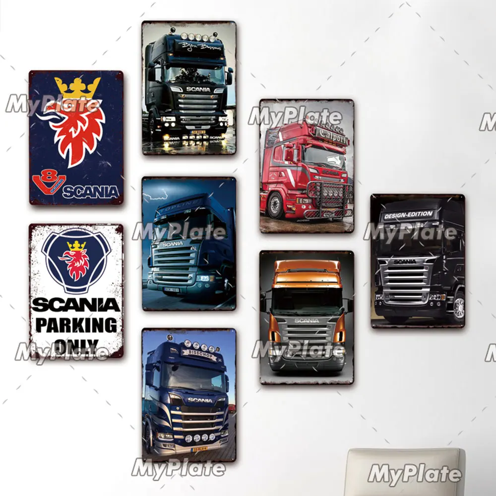 Металлическая табличка для грузовика винтажная SCANIA Жестяная Табличка Настенный