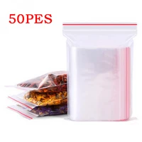 50pcs clear thickened zip lock ziplock storage bag package plastic reclosable poly bags thicken pouch sealed storage bag