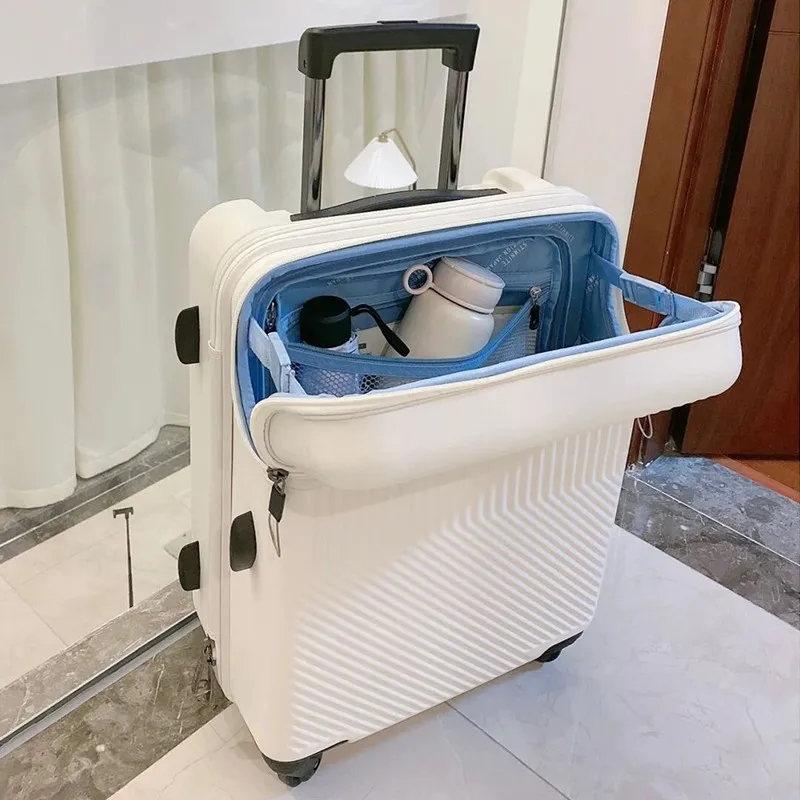 

Letrend New Fashion Rolling Luggage Spinner Trolley Wheel Suitcase Zipper Front Opening Travel Bag Hardside Carry On