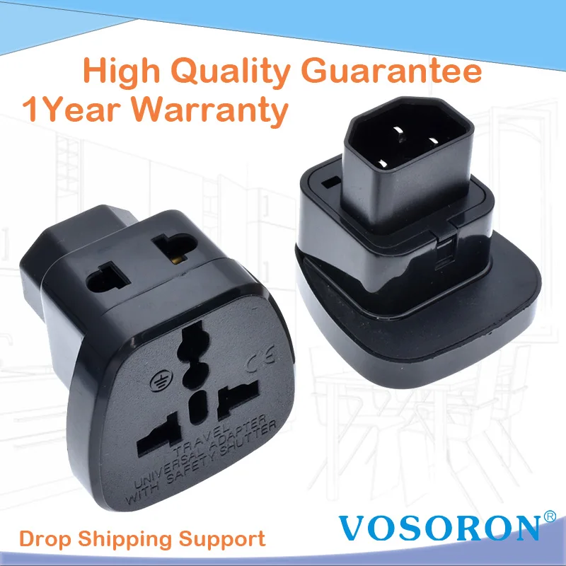 Переходник IEC 320 C14 на универсальную розетку 1to2, адаптер питания с предохранительным затвором APC UPS PDU IEC-320 C14, 1 шт.