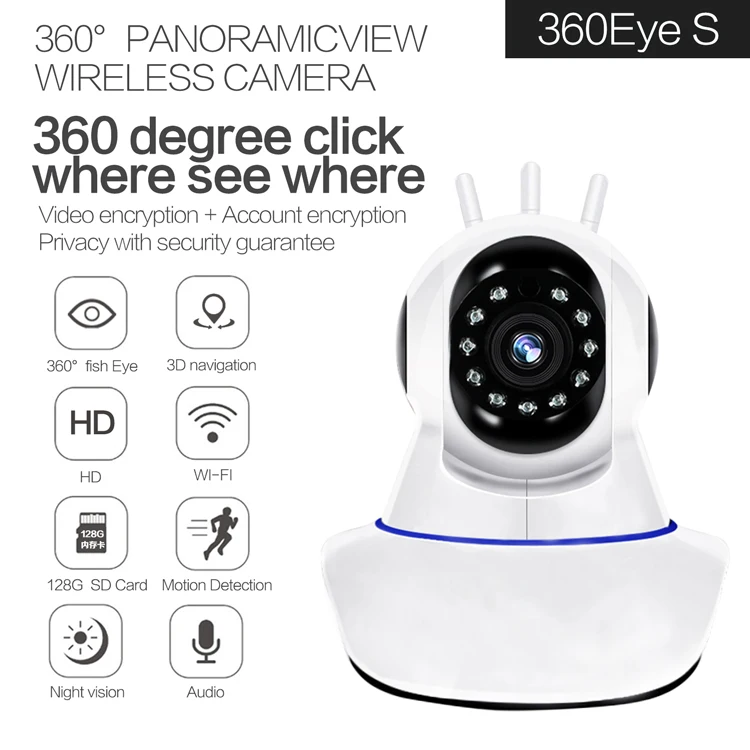 

2 МП 1080P 3 антенны 360Eyes Беспроводная PTZ IP-камера с портом Lan