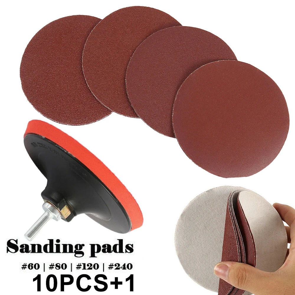

10PCS 5inch 125mm Grinding Sanding Discs 60/80/120/240 Grit For Angle Grinder Rubber Backing Pad Sander Hook Pad with M14 Thread
