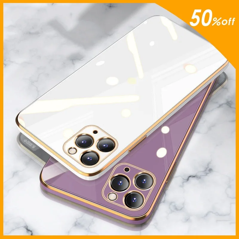 

Plated Electroplated Luxury Gold Case Mobile phone cover For iPhone 11 Pro Max 8 Plus 7 XR XS X Silicone Lens Protection 12 Pro