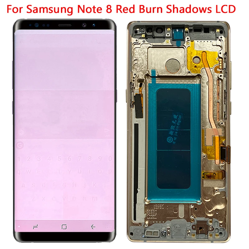 

With Red Burn Shadows 6.3'' N950F LCD For Samsung Note 8 Display Touch Screen Frame For Galaxy Note 8 SM-N950U N9500 N950FD LCD