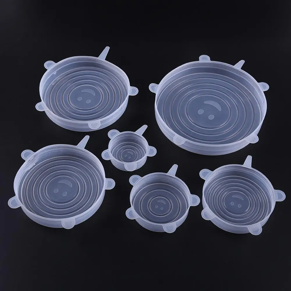 6pcs 6 шт. Гибкая крышка сковороды эластичные силиконовые крышки для посуды всасывающая крышка-миска сковорода для приготовления пищи термостойкая Крышка для разлива еды - Цвет: 6pcs
