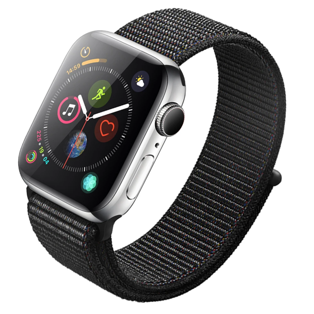Нейлоновый ремешок для часов для Apple Watch Series 3 2 1 38 мм 42 мм мягкая дышащая Замена Спортивная петля для Iwatch Series 4 5 44 мм 40 мм