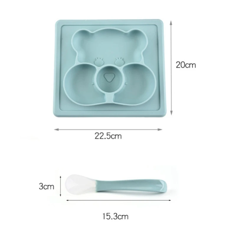 

Plate For Kids With Silicone Baby Bowl Plate With Spoon Good Suction BPA Free Feeding Baby Tableware Children Dining Dishes