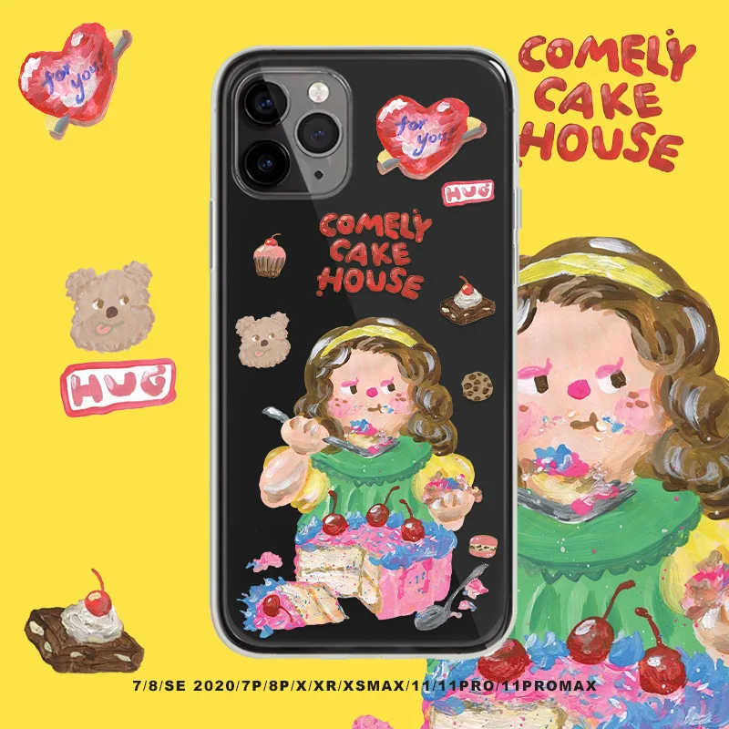 

2021 INS Painting Girl Soft Cover Case for IPhone 13 12 12min 12Pro 12ProMax 11PROMAX 11 11PRO 7 8 7Plus 8Plus X XS XR SE2020