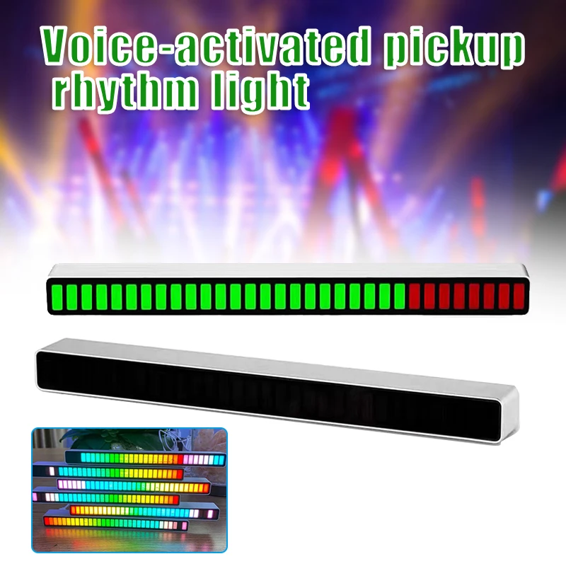 

Voice-Activated Pickup Rhythm Light Colorful Sound Control Ambient Light Desktop LED Light for Car Home Decorative Light HUG
