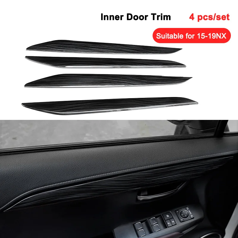 Inner Door Strip Bla QHCP Автомобильная крышка переключения передач стеклоподъемник переключатель наклейка задняя воздушная розетка рамка панель передач внутреннее украшение для Lexus NX - Название цвета: Inner Door Strip Bla