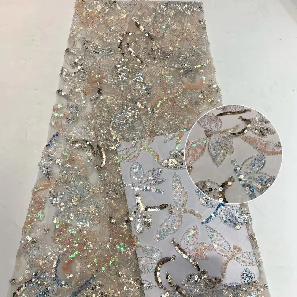 

Madison Latest African Embroidery Tulle Lace Fabric 2021 High Quality Bridal Handmade French Beaded Lace Fabric