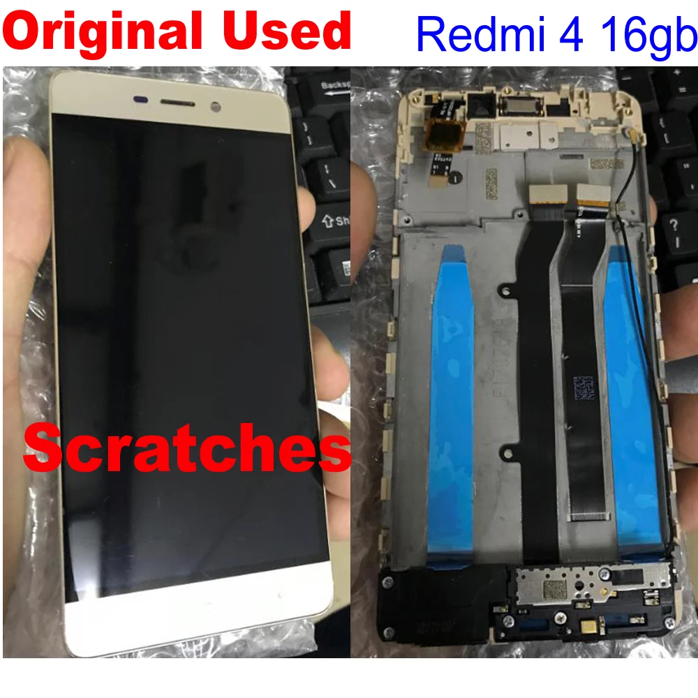 Оригинальный б/у для Xiaomi Redmi 4 Стандартный 2 Гб ОЗУ 16 ПЗУ ЖК экран + дигитайзер