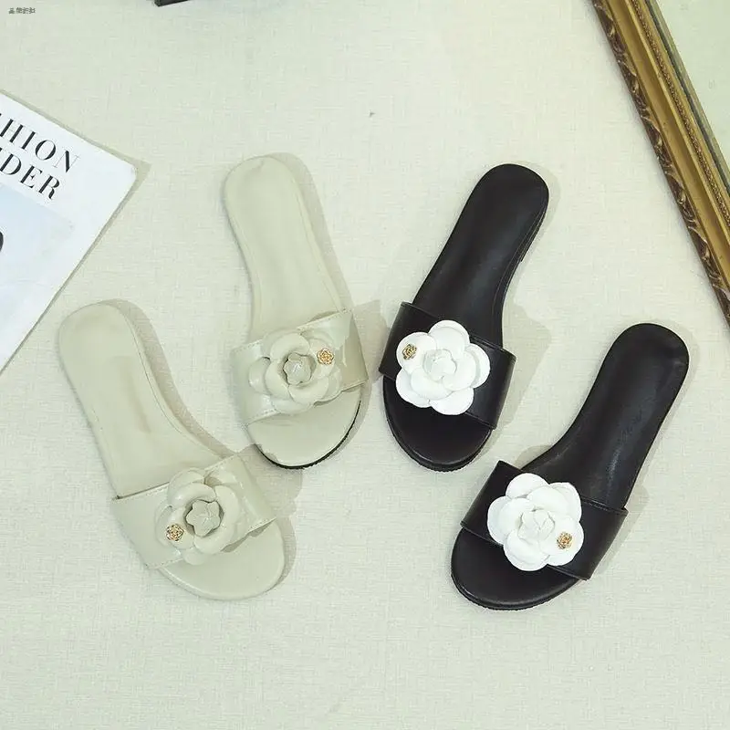 Новые продукты для лета 2020 женские цветочные тапочки кожаные туфли на плоской