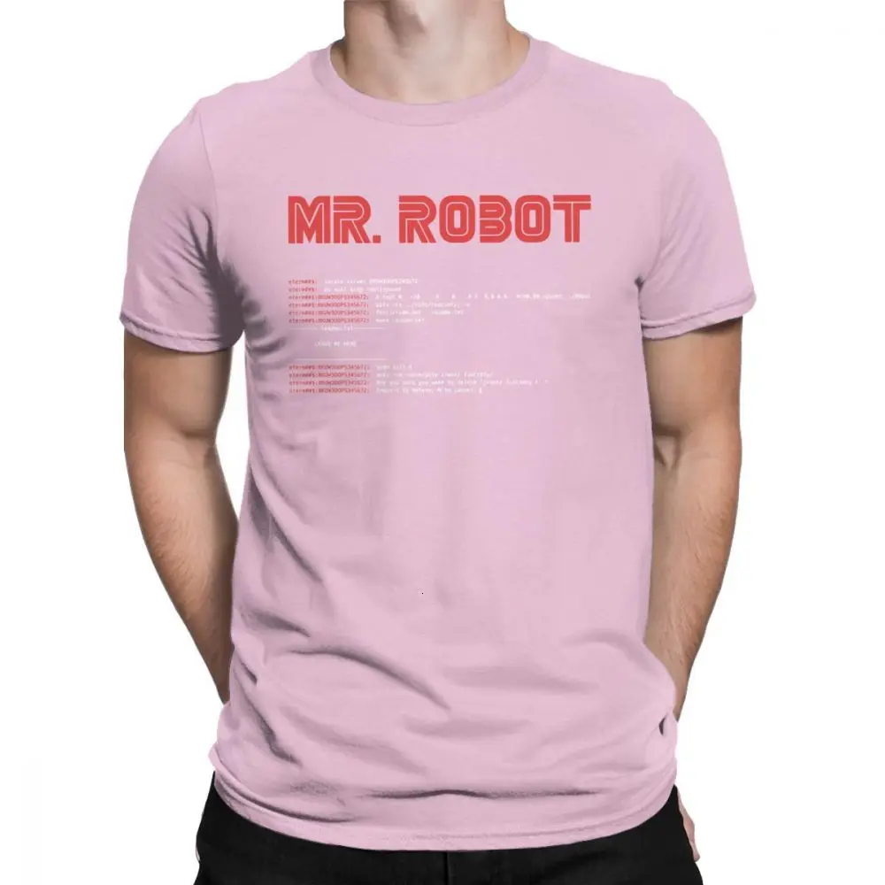 Pink One yona Cool Mr Robot футболка программист футболки разработчик футболки с кодом для мужчин вырез лодочкой хлопок короткий рукав - Цвет: Pink