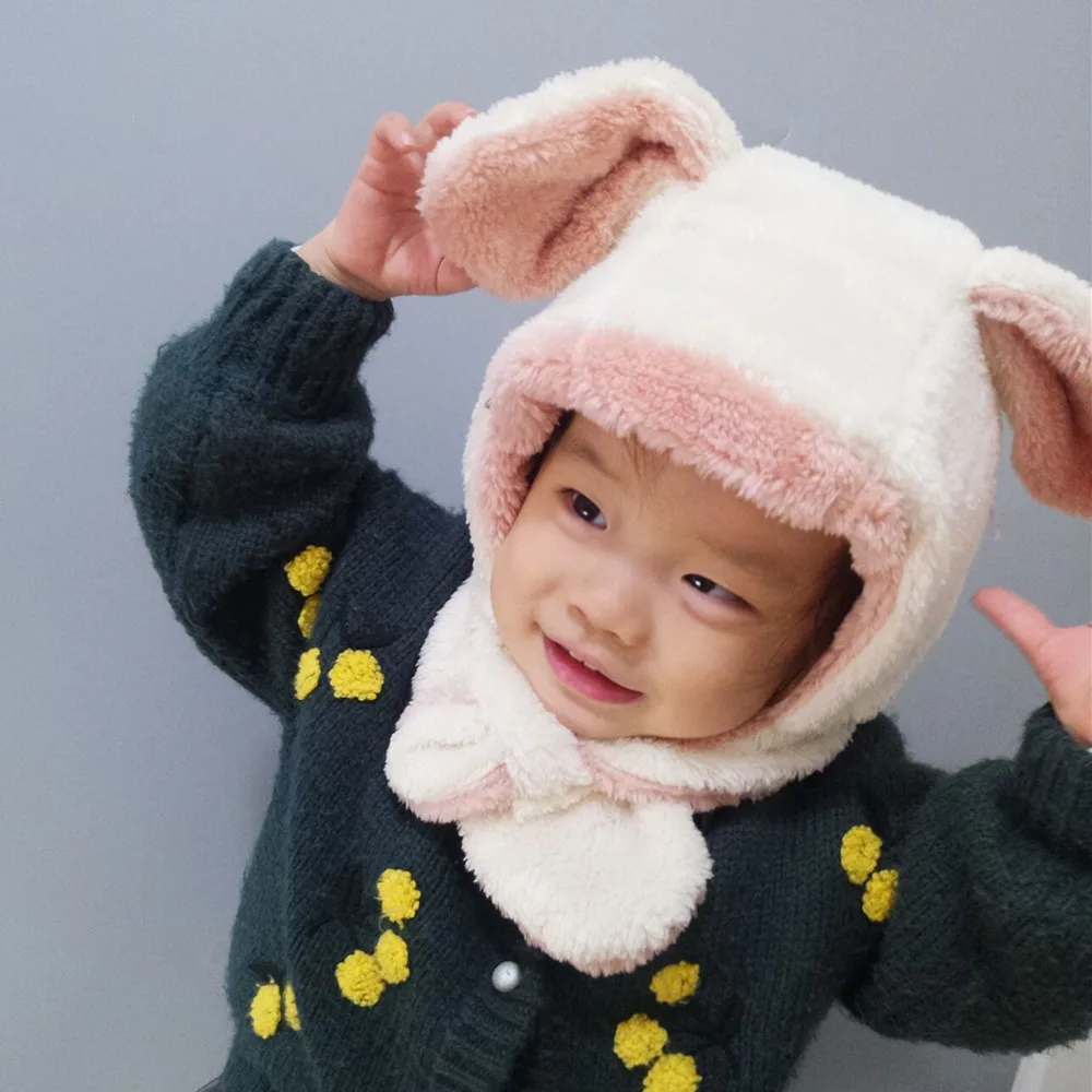 Новый дизайн детская шапка с заячьими ушками для малышей детей зимняя теплая