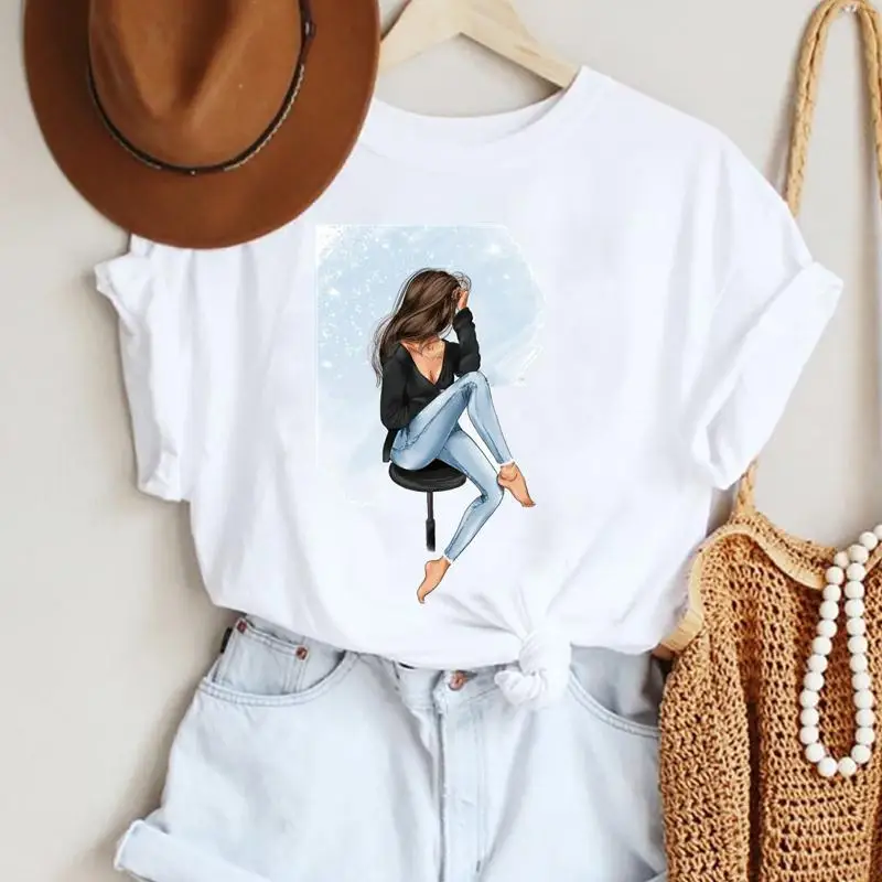 

T-shirts Cartoon Clothing New Lovely Printing Clothes Women Casual Fashion Graphic Short Sleeve Tshirt Top Lady Female Tee