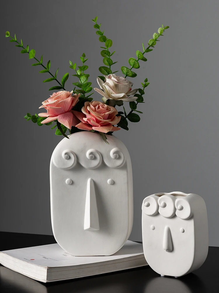 

Face Vase Decoration living room flower arrangement small ceramic flowerpot Nordic style light luxury dry flower home