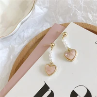 fashion pink heart shaped earrings long pearl earrings is pure and fresh and contracted act the role ofing is tasted