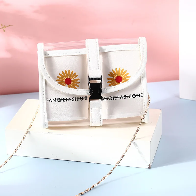 

Womens Handbags Transparent Jelly 2021 New Fashion Chain Women's Shoulder Printing Bag Purses
