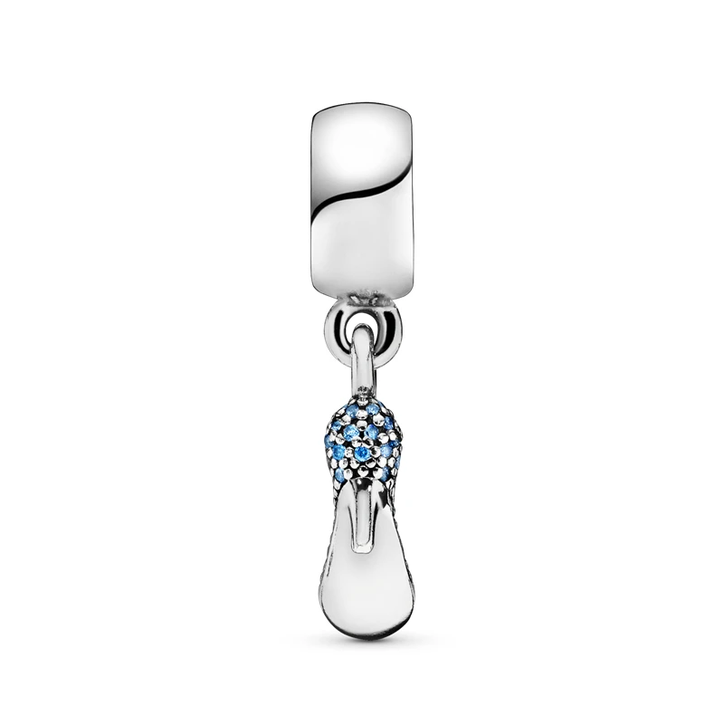 

925 Sterling Silver Elegant Blue Zircon High Heels Charm Fit Original 3mm Bracelet&Bangle Making Fashion DIY Jewelry