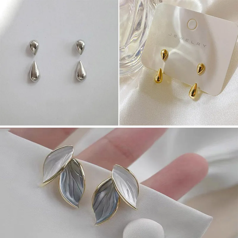

Unique Metal Leaf Drop Earrings for Women Exquisite Grey Leaf Dangle Earrings 2021 Trend Jewelry Christmas Gifts