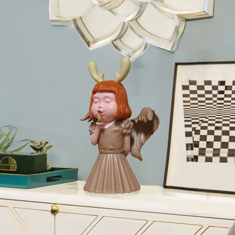 Скульптура маленького ангела в скандинавском стиле для девочек Статуэтка из