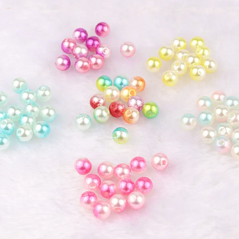 Круглые бусины с отверстием Разноцветный жемчуг имитация акрилового жемчуга 100