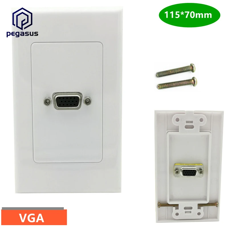 VGA SVGA 15Pin женская домашняя ТВ AV настенная розетка видеорозетка белая пластина ABS -