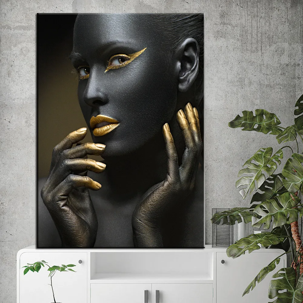 Африканская художественная черно Золотая Женская картина маслом на холсте