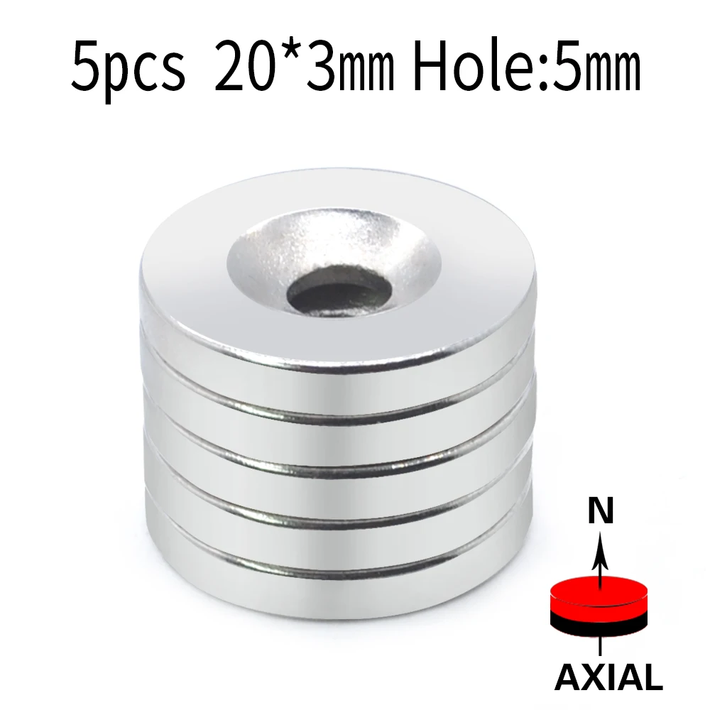 

5/10/20Pcs 20x3-5 Neodymium Magnet 20mm x 3mm Hole 5mm NdFeB N35 Round Super Powerful Strong Permanent Magnetic imanes Disc