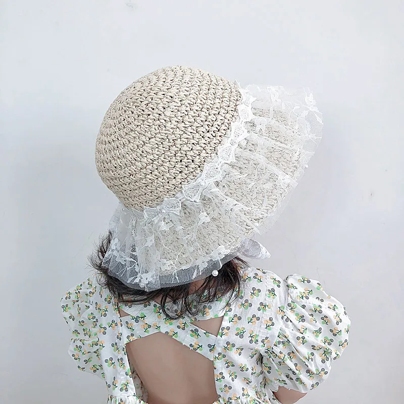 Шляпа детская соломенная с бантом Пляжная Панама от солнца широкими полями из