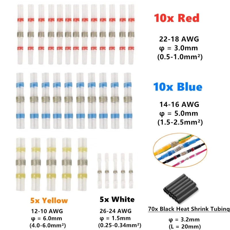 100 шт Смешанные Термоусадочные Провода соединители для припоя рукава трубки