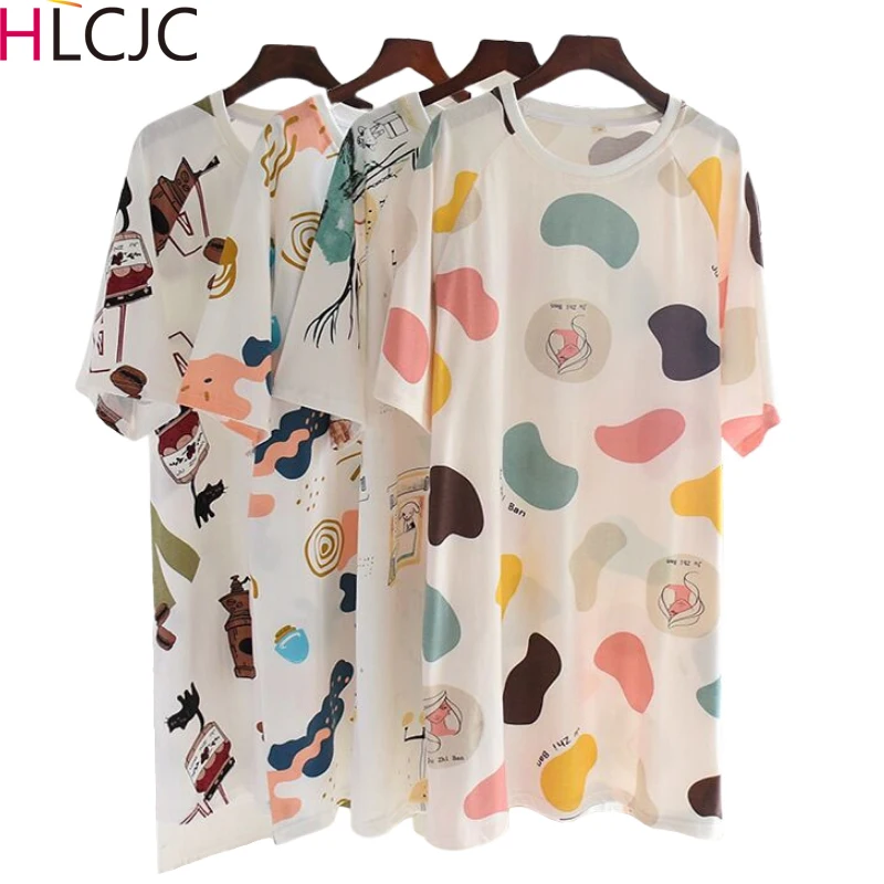 2020 летние Ночные рубашки с круглым вырезом хлопковая мультяшная Женская одежда