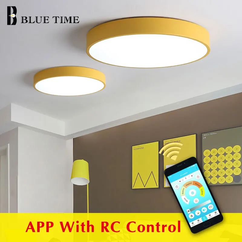 Приложение управления Современные светодиодные люстры акриловые круглые