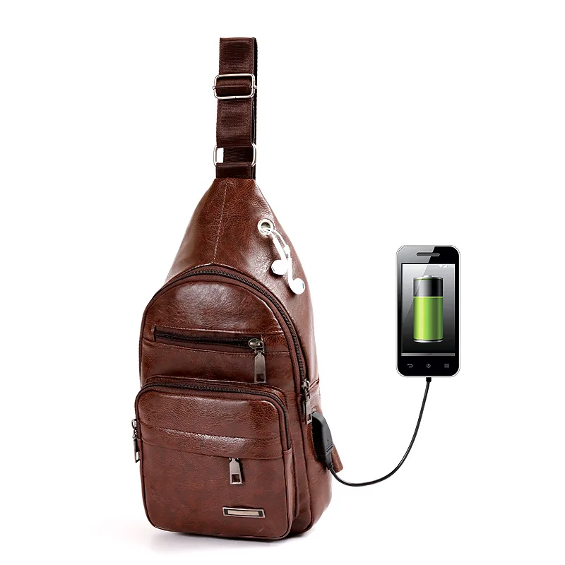 

2020 New Chest Bag Men Waterproof One Shoulder Bag Pu Men's Crossbody Bag
