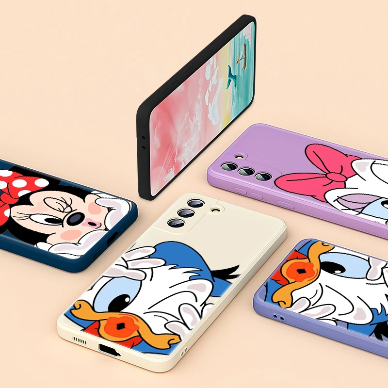 

For Samsung Galaxy Note 20 10 S21 S20 FE S10 Ultra Plus Lite Pro 5G Cute Donald Duck Mickey Liquid Silicone Soft Phone Case