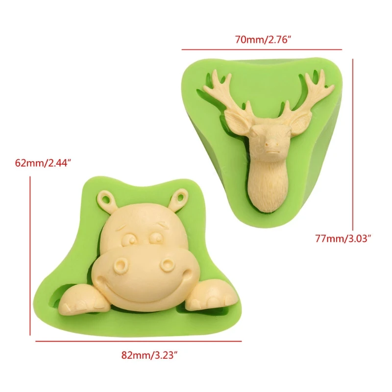 

2Pcs 3D Christmas Hippo and Elk Mold Silicone Cartoon Deer Hippopotamus Epoxy Resin Casting Mold Jewelry Making Tools
