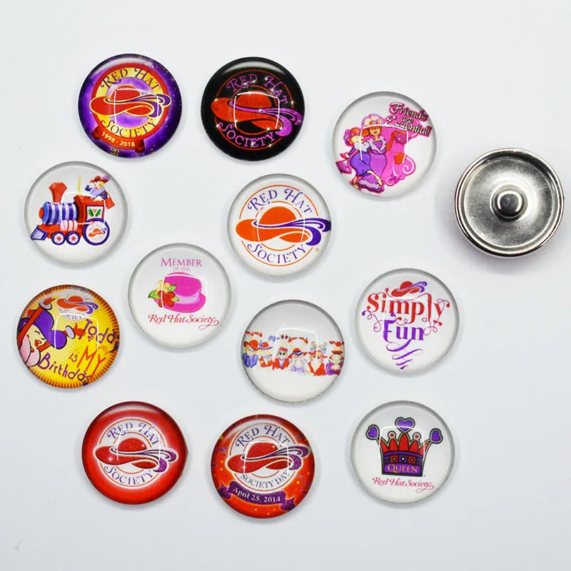 Смешанные Имбирные кнопки ювелирные изделия красная шляпа Женская бабушка для