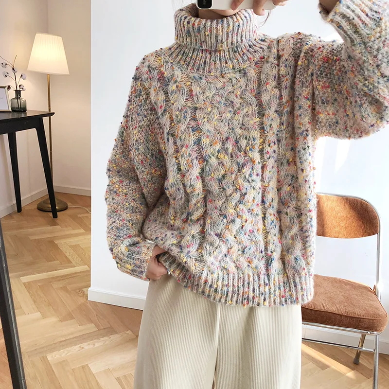 2018 женский свитер и пуловеры водолазка толстый вязаный Зимний пуловер для женщин