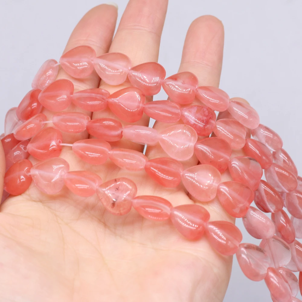 Лидер продаж Натуральный Полудрагоценный камень в форме сердца арбуз красный