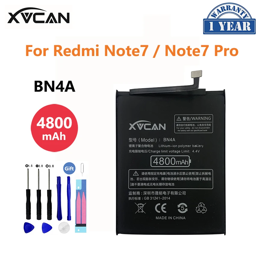 Original XVCAN  BN4A 4800mAh Battery For Xiaomi Redmi Note 7 Note7 Pro 7Pro Note7Pro High Capacity Phone Replacement Batteria