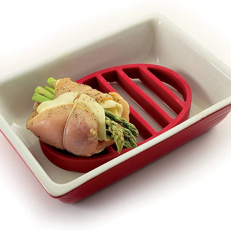 LBER красная овальная силиконовая подставка для готовки гриля подноса коврик